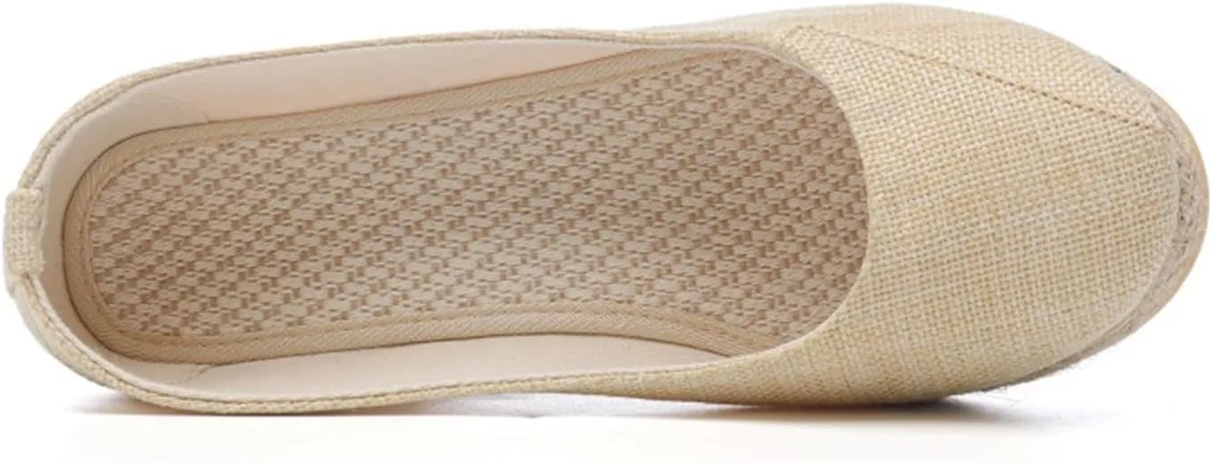 Women's Platform Espadrilles Pointed Toe Comfortable Wedge Pumps Shoes Solid Color Mid Low Heel Canvas Wedges Shoes Casual Summer Closed Toe Shoe for Work