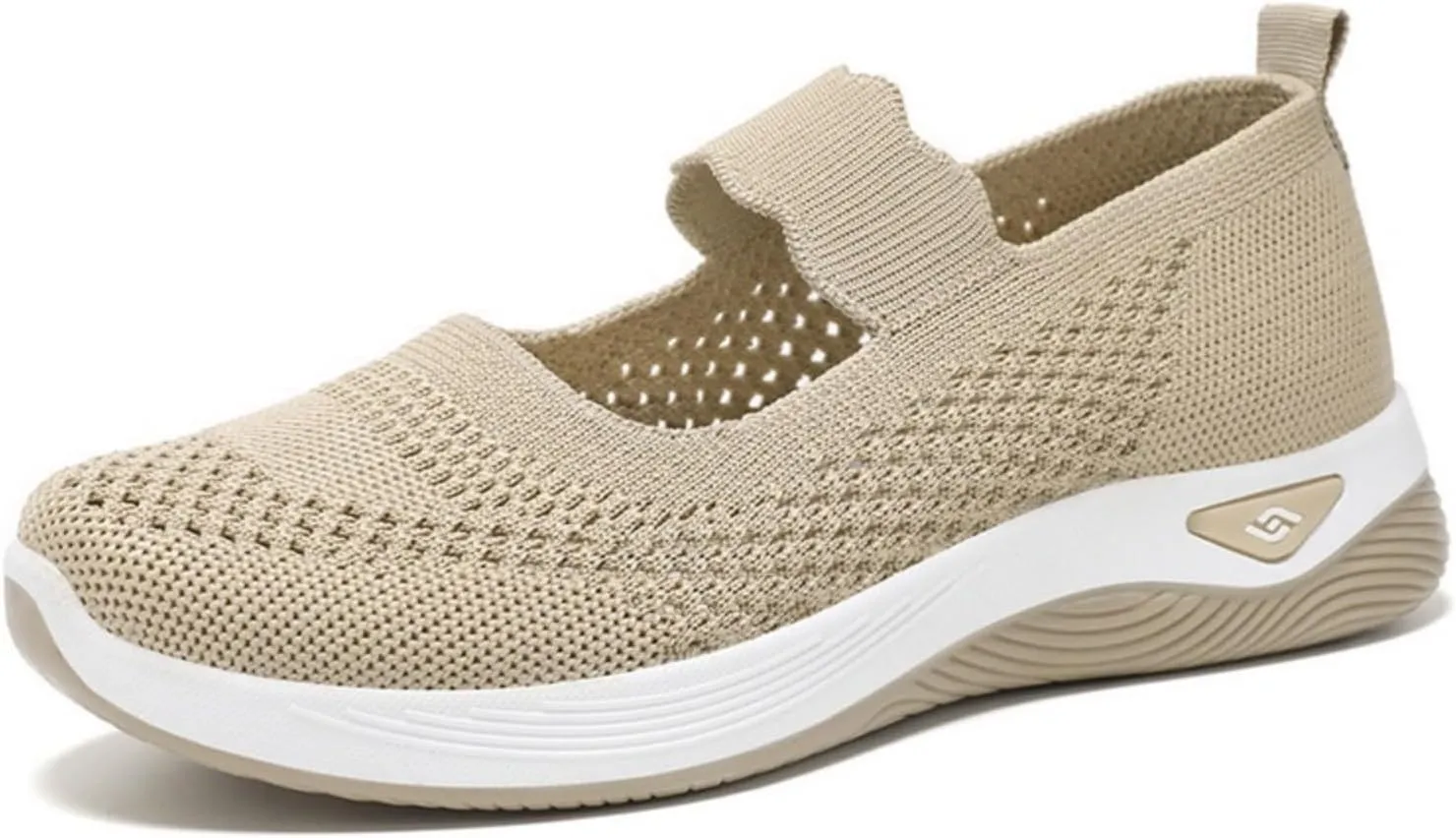 Women's Woven Orthopedic Breathable Soft Shoes Comfortable Walking Nurse Shoes Casual Diabetic Foam Shoe Go Walk Slip on Sneakers Lightweight Mesh Trainers Anti-Skid Sports Shoe with Arch Support